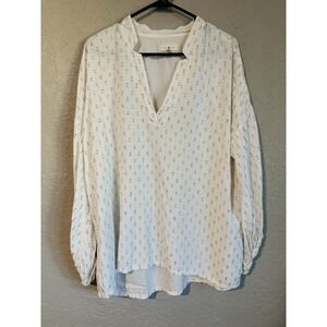 Lou & Grey White Blouse With Silver Accents Size Small